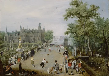 Un juego de paume ante un palacio de campo, c.1614